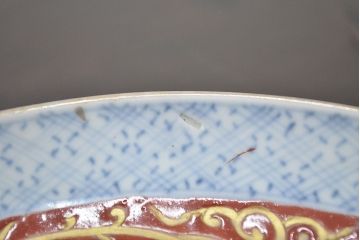 江戸幕末期　伊万里焼　唐草色絵　六寸皿2枚(中皿、和食器)(R-047451)