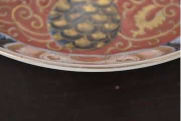 江戸幕末期　伊万里焼　唐草色絵　六寸皿2枚(中皿、和食器)(R-047452)