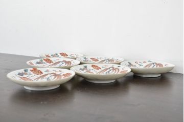 江戸期　伊万里焼　色絵　小皿6枚(和食器)(R-047453)