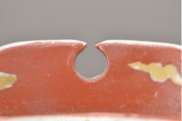 明治期　九谷焼　朝顔に蝶図　色絵　変形皿(透かし、和食器、深皿)(R-047455)