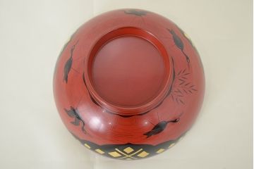 平安堂塗製　己ん典作　瑞祥　木製椀(漆器、共箱)(R-047456)