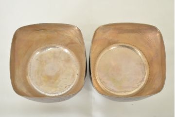 平安金栄堂　銅製内銀　盃洗一対　共箱(酒器)(R-047457)