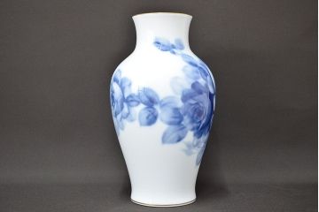 大倉陶園　ブルーローズ　花瓶　定価43,200円(花器、フラワーベース)(R-047467)