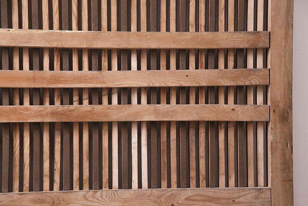 アンティーク建具　明治期　総欅(ケヤキ)材　どっしりとした存在感漂う蔵戸1枚　(R-047469)