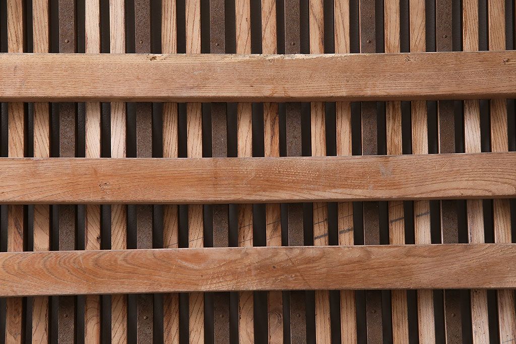 アンティーク建具　明治期　総欅(ケヤキ)材　どっしりとした存在感漂う蔵戸1枚　(R-047469)