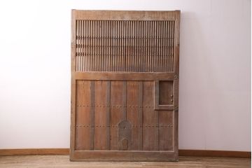 アンティーク建具　明治期　総ケヤキ材　どっしりとした存在感漂う蔵戸(玄関戸、引き戸、建具)(R-047469)