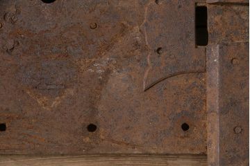 アンティーク雑貨　時代の味わいが趣溢れる蔵戸の錠前金具(ディスプレイ雑貨、蔵戸パーツ)(R-047490)
