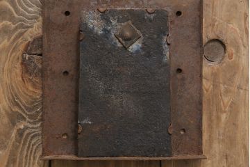 アンティーク雑貨　時代物ならではの味わいが魅力的な蔵戸の錠前金具3点セット(ディスプレイ雑貨、蔵戸パーツ)(R-047492)