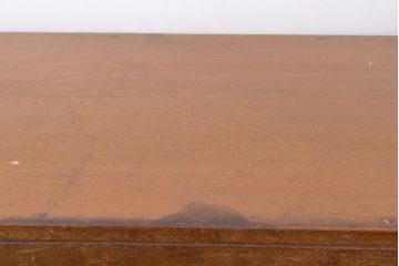 昭和中期　ダイヤガラスが魅力的なナラ材製の作業台付き食器棚(戸棚、収納棚、キャビネット)(R-047497)