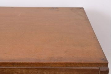 昭和中期　ダイヤガラスが魅力的なナラ材製の作業台付き食器棚(戸棚、収納棚、キャビネット)(R-047497)