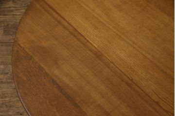 和製アンティーク　あたたかみのある空間づくりに活躍する栓材製のちゃぶ台(座卓、丸型、ローテーブル、折りたたみテーブル)(R-047500)