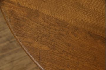 和製アンティーク　あたたかみのある空間づくりに活躍する栓材製のちゃぶ台(座卓、丸型、ローテーブル、折りたたみテーブル)(R-047500)
