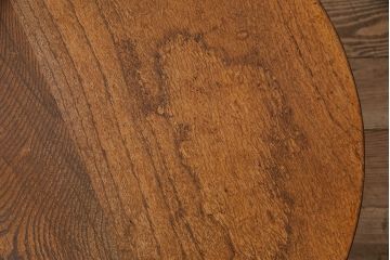 昭和レトロ　年月を重ねた木肌が味のある栓材製の丸ちゃぶ台(座卓、ローテーブル、折りたたみテーブル)(R-047502)