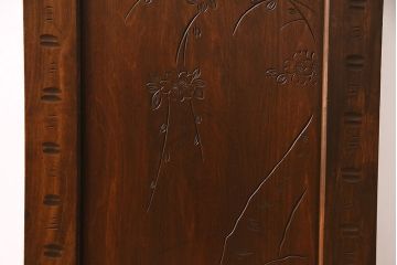 中古　美品　伝統工芸の軽井沢彫り　桜の図が優美な小引き出し(小物収納、チェスト)(R-047514)