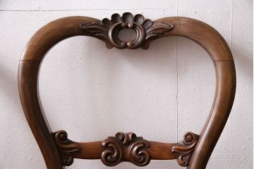 フランスアンティーク　ウォールナット材　気品漂う上質な空間作りにおすすめのチェア2脚セット(ダイニングチェア、椅子)(R-047525)