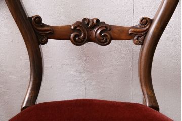 フランスアンティーク　ウォールナット材　気品漂う上質な空間作りにおすすめのチェア2脚セット(ダイニングチェア、椅子)(R-047525)