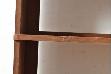 昭和レトロ　見せる収納にぴったり!素朴な木味がぬくもりを感じるラワン材製の本棚(オープンラック、シェルフ)(R-047535)