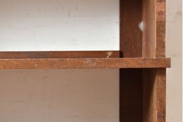 昭和レトロ　見せる収納にぴったり!素朴な木味がぬくもりを感じるラワン材製の本棚(オープンラック、シェルフ)(R-047535)
