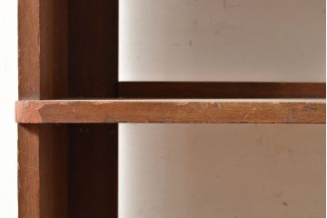 昭和レトロ　見せる収納にぴったり!素朴な木味がぬくもりを感じるラワン材製の本棚(オープンラック、シェルフ)(R-047535)