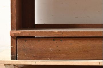 昭和レトロ　見せる収納にぴったり!素朴な木味がぬくもりを感じるラワン材製の本棚(オープンラック、シェルフ)(R-047535)