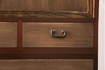 和製アンティーク　上手物!!　総桐材　黒柿材・桑材　3種の木の味わいを存分にお楽しみいただける造りの良い3段重ね箪笥(重ねタンス、和タンス、引き出し、チェスト、桐箪笥、桐たんす)(R-047542)