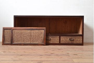 和製アンティーク　上手物!!　総桐材　黒柿材・桑材　3種の木の味わいを存分にお楽しみいただける造りの良いローボード(戸棚、収納棚)(R-047543)