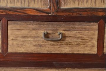 和製アンティーク　上手物!!　総桐材　黒柿材・桑材　3種の木の味わいを存分にお楽しみいただける造りの良いローボード(戸棚、収納棚)(R-047543)