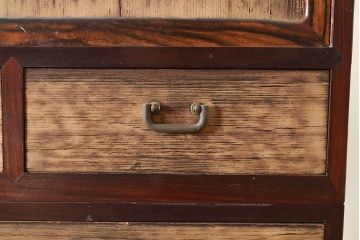 和製アンティーク　上手物!!　総桐材　黒柿材・桑材　3種の木の味わいを存分にお楽しみいただける造りの良いローボード(戸棚、収納棚)(R-047543)