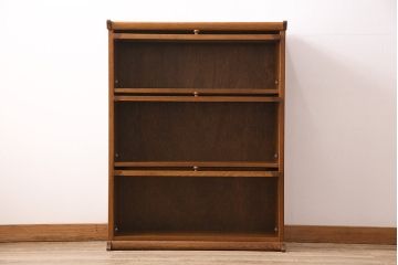 中古　三越　Brugge(ブルージュ)　HK693B・3段ラック　フラップ式の扉がお洒落なブックケース(本箱、収納棚)(R-047546)