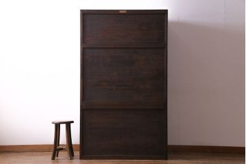 中古美品　松本民芸家具　直線的なデザインがシックな印象を醸し出すD型和タンス(箪笥、チェスト)(定価約58万円)(R-047549)