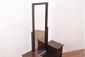 中古　松本民芸家具　M型一面鏡I　直線的なデザインが美しいドレッサー(姿見、鏡台、ミラー)(定価約24万円)(R-047555)
