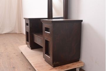中古　松本民芸家具　M型一面鏡I　直線的なデザインが美しいドレッサー(姿見、鏡台、ミラー)(定価約24万円)(R-047555)
