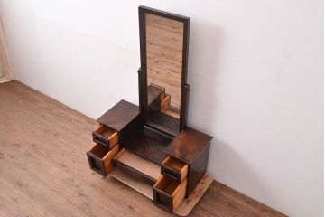 中古　松本民芸家具　M型一面鏡I　直線的なデザインが美しいドレッサー(姿見、鏡台、ミラー)(定価約24万円)(R-047555)