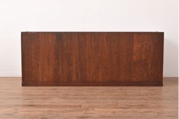 【簡易リペア限定品】和製アンティーク　前面漆塗り(ケヤキ玉杢・黒柿)　中(楠木)　天板・側面(ケヤキ)　高級品!品のある佇まいが魅力的な指物家具の箪笥ローボード(収納箪笥、時代箪笥、収納棚)(R-047559)