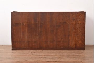 【簡易リペア限定品】和製アンティーク　前面漆塗り(ケヤキ玉杢・黒柿)　中(楠木)　側面(ケヤキ)　高級品!品のある佇まいが魅力的な指物家具の箪笥ローボード(収納箪笥、時代箪笥、引き出し、チェスト)(R-047560)