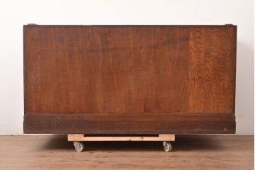 【簡易リペア限定品】和製アンティーク　前面漆塗り(ケヤキ玉杢・黒柿)　中(楠木)　側面(ケヤキ)　高級品!品のある佇まいが魅力的な指物家具の箪笥ローボード(収納箪笥、時代箪笥、引き出し、チェスト)(R-047561)