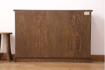 中古　三越　Brugge(ブルージュ)　VE608　ステンドグラスがお洒落なスリムキャビネット(収納棚、食器棚、ガラス戸棚、本箱、ブックケース)(R-047566)