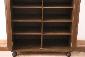 和製ヴィンテージ　神戸の洋家具、永田良介商店の上品な佇まいの戸棚(収納棚、キャビネット、カウンター収納棚、ビンテージ)(R-047573)