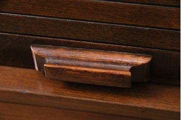 和製アンティーク　ロータイプが珍しい、ナラ材製のロールトップデスク(片袖デスク、座卓、座机、在宅ワーク、在宅用ワークデスク)(R-047575)
