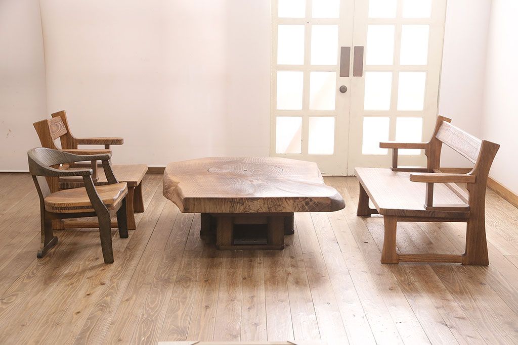 木製長方形テーブルと6脚の椅子セット　ダイニングテーブル　桐 木製長方形テーブルと6脚の椅子セット ダイニングテーブル 桐 机・テーブル