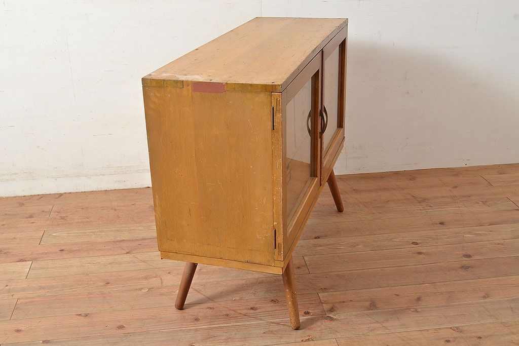 和製アンティーク　ナラ材製　小物収納に便利な北欧インテリアの雰囲気が漂うキャビネット(収納棚、リビングボード、引き出し)(R-047597)