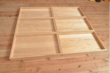 中古美品　民芸家具　縁・取っ手座桑材　特注品で作られた珍しいサイズ!コントラストがお洒落な国産桐箪笥(衣装箪笥、着物箪笥、和タンス、引き出し、桐たんす)(R-047599)