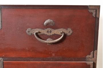 和製アンティーク　上手物!前面欅(ケヤキ)材の上品な二本松箪笥(重ね箪笥、時代箪笥、衣装箪笥)(R-047605)