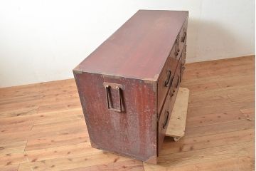 和製アンティーク　上手物!前面欅(ケヤキ)材の上品な二本松箪笥(和たんす、収納タンス、時代箪笥、衣装箪笥、引き出し)(R-047607)