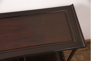 和製ビンテージ　鉄刀木(タガヤサン)　まるで美術品!梅の花の浮き彫りが見事な飾り棚(茶棚、収納棚、ヴィンテージ)(R-047609)