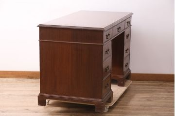 ヴィンテージ　DREXEL HERITAGE (ドレクセルヘリテイジ)　マホガニー材　洗練された大人の雰囲気醸し出す両袖デスク(机、在宅ワーク、在宅用ワークデスク、ビンテージ)(R-047611)