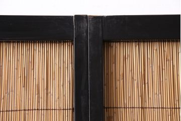 ビンテージ建具　上手物　漆塗り　泳ぐ鯉の透かしが風情漂う御簾戸4枚セット(簾戸、簀戸、葭戸、夏障子、夏戸、葦戸)(R-047612)