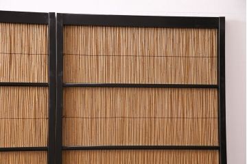 ビンテージ建具　上手物　漆塗り　泳ぐ鯉の透かしが風情漂う御簾戸4枚セット(簾戸、簀戸、葭戸、夏障子、夏戸、葦戸)(R-047612)
