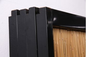 ビンテージ建具　上手物　漆塗り　泳ぐ鯉の透かしが風情漂う御簾戸4枚セット(簾戸、簀戸、葭戸、夏障子、夏戸、葦戸)(R-047612)