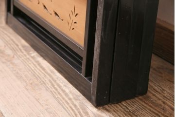 ビンテージ建具　上手物　漆塗り　泳ぐ鯉の透かしが風情漂う御簾戸4枚セット(簾戸、簀戸、葭戸、夏障子、夏戸、葦戸)(R-047612)